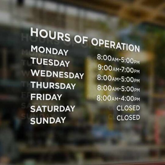 Business Hours Decal